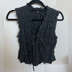 Rails Black Ruffled Blouse